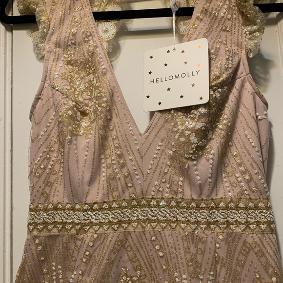 NWT HelloMolly Blush & Gold Dress - Size M - Picture 3 of 12